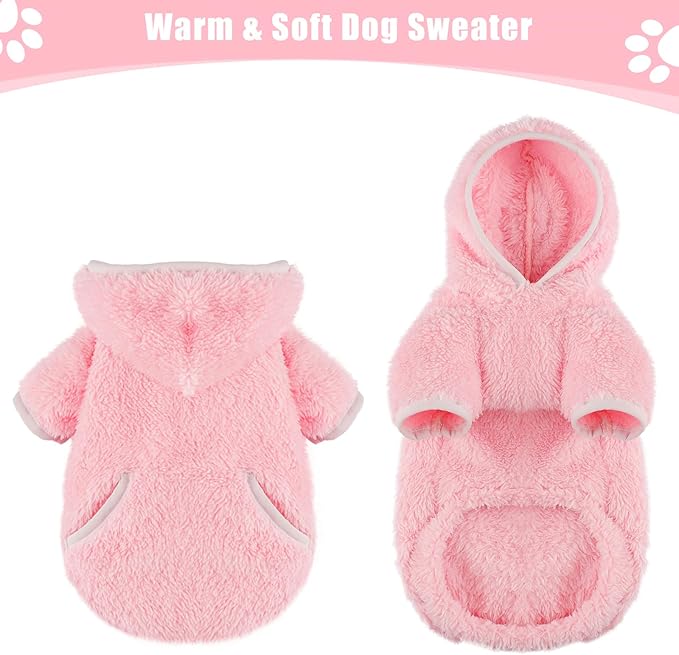 Dog Sweaters Dog Hoodie Winter Fleece Puppy Sweater Chihuahua Teacup Yorkie Soft Stretchy Tiny Clothes Cat Sweater Pet Outfits, Pink, XXS