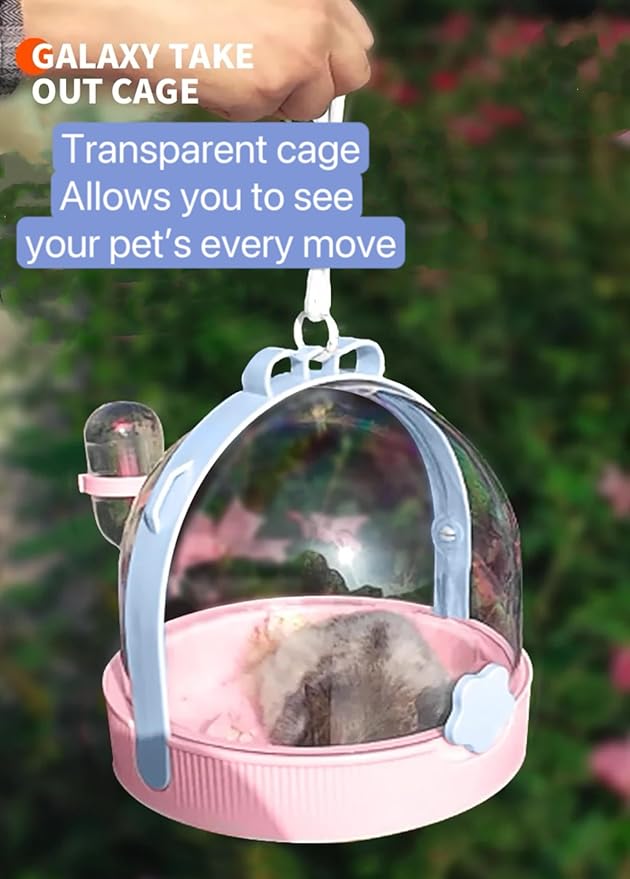 TUTU&LELE Small Animal Carrier, Travel Carry-Out Cage with Warm Plush Pads and Water Bottle can be Carried Both by Hand and Crossbody, Suitable for Dwarf Hamsters, mice, Hamsters (Blue)