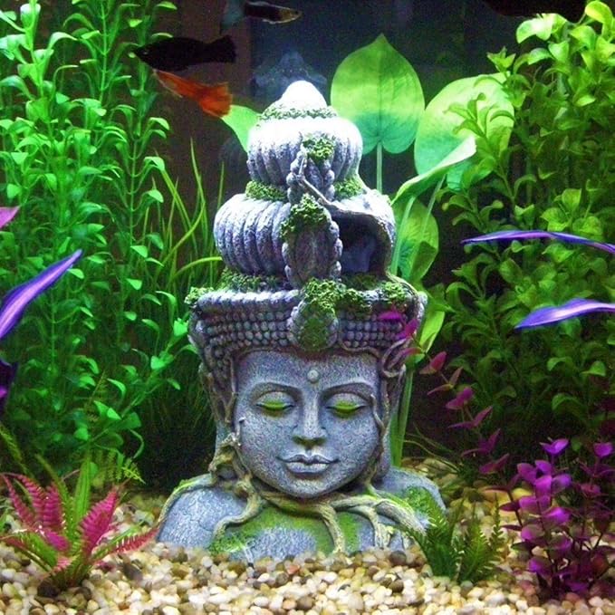 SLOCME Aquarium Buddha Head Statue Decorations - Aquarium Buddha Ornament Fish Tank Zen Decorations