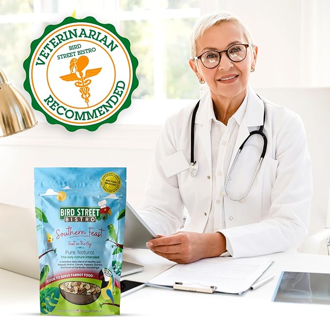 Parrot Parakeet Cockatiel Food - Bird Food - Cooks in 3-15 min with Natural & Organic Grains - Legumes - Non-GMO Fruits, Vegetables, & Health Orientated Spices (4.00 Pound (Pack of 1), Southern Feast)