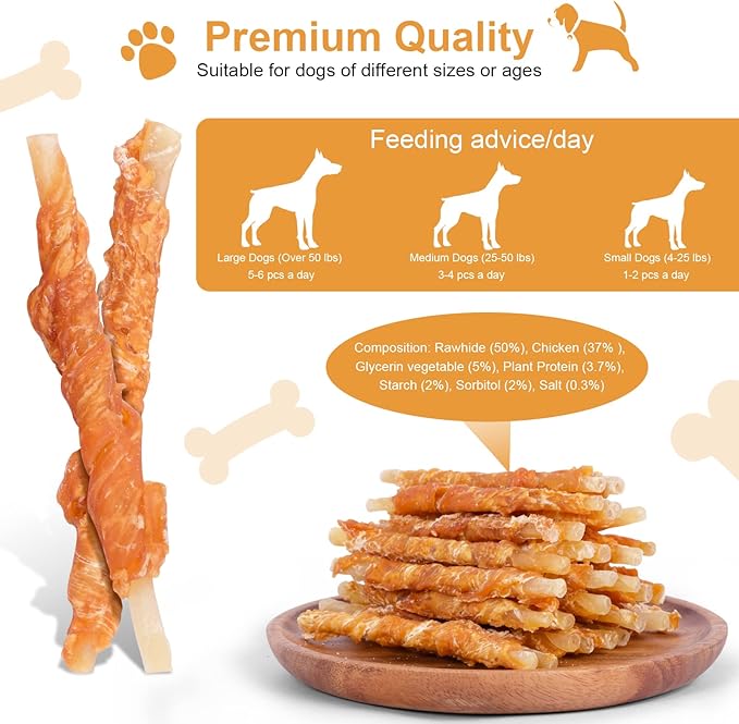 Chicken Wrapped Rawhides Dogs Treats Puppy Training Snacks Sticks Dog Chews 2lb