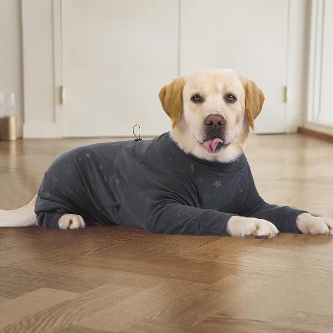 Dog Coats Autumn Winter Jumpsuit for Large Medium Dogs, Warmer Recovery Suit Polar Fleece Dog Bodysuit Lightweight Pajamas Pullover Stretchy Onesie Four-Legged Cold Weather Clothes(XL, Grey)