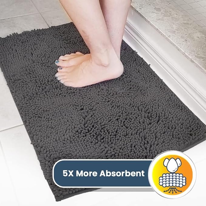 Muddy Mat® Shown on TV – Super Absorbent Door Mat Indoor, Microfiber Quick Dry Chenille Entryway Rug, Non-Slip Front Door Mat, Indoor Mats for Entryway, Machine Washable Pet Rug, Charcoal 24"x36"