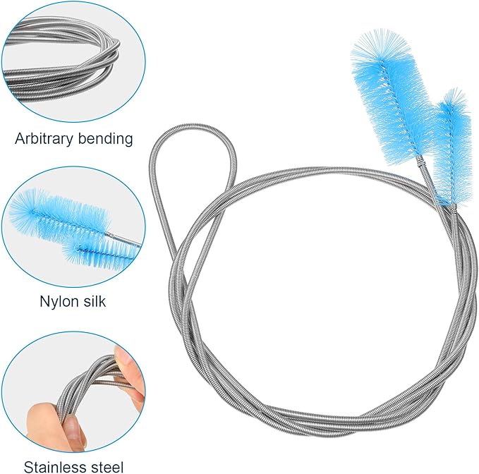 12 Pieces Tube Cleaning Brush Aquarium Filter Nylon Tube Brush Set Flexible Double-Ended Hose Pipe Cleaning Stainless Steel for Fish Tank, Kitchen, Glasses, Drinking Straws, Keyboard