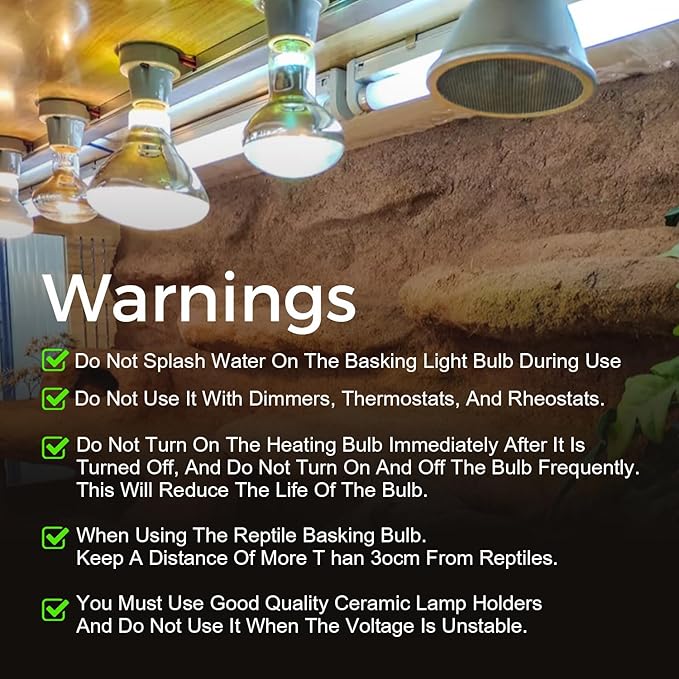 Reptile Heat Lamp 50W, 2 Pack Daylight UVA Basking Light Bulbs with E26 Base for Lizards, Turtles, Snakes and Amphibians