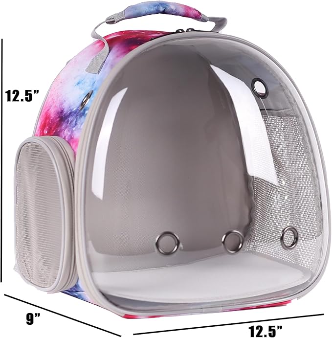 Bunny Carrier Backpack with Space Capsule Clear Bubble Window - Portable Small Animal Backpack Travel Pet Carrier Galaxy for Guinea Pig Rabbit Bearded Dragon Rat Lizard Hamster (Galaxy Pink)