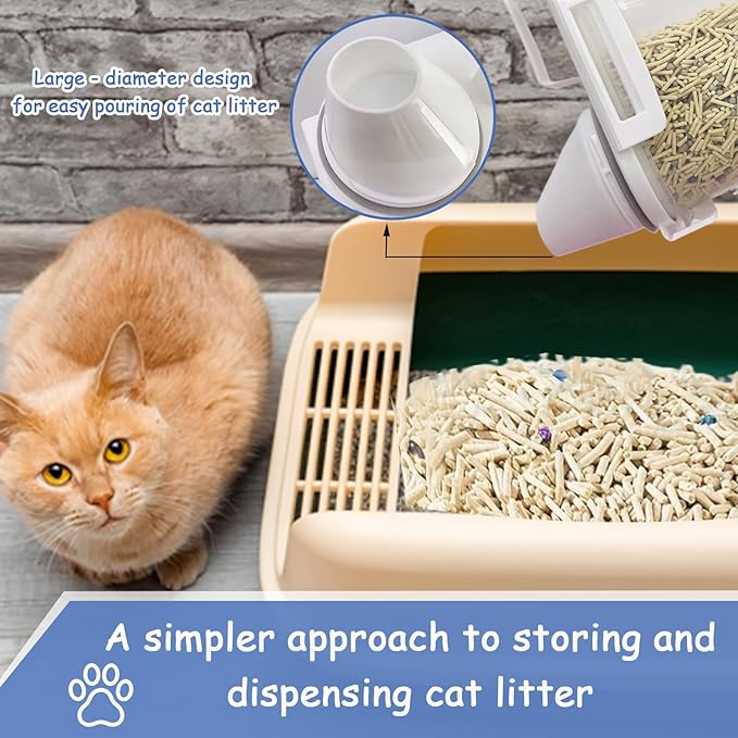 REEZEIVI 2 Pcs Cat Litter Storage Container Cat Litter Storage Bin with Airtight Lid and Handle,10 lbs cat litter container,Translucent Body,Moisture Cat Litter Storage