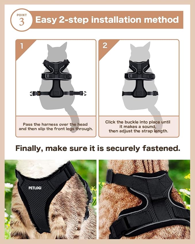 Cat Harness Escape Proof with Leash for Walking, Travel Vest Soft Chest Support, Adjustable Size, Escape Proof Soft Adjustable Vest Harnesses, Breathable, Kittens, Small Dogs (美/背縄/橙1/XS)