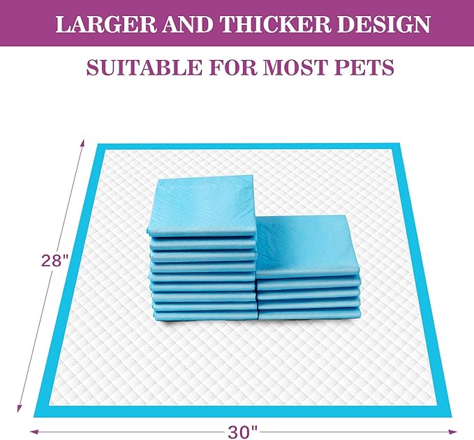 IMMCUTE Large Dog Pee Pads 28"x30"-30 Count | Large Puppy Pee Training Pads Super Absorbent & Leak-Proof | Disposable Pet Piddle and Potty Pads for Puppies | Dogs | Doggie| Cats | Rabbits