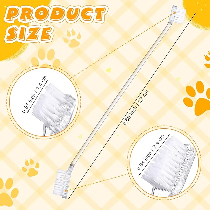 Nuenen 150 Pcs Dog Toothbrush Dual Headed Dental Brushes Puppy Tooth Brushing Kit Long Handle Toothbrush for Large and Small Dogs Cats Most Pets Teeth Cleaning Oral Care Supplies(Clear)