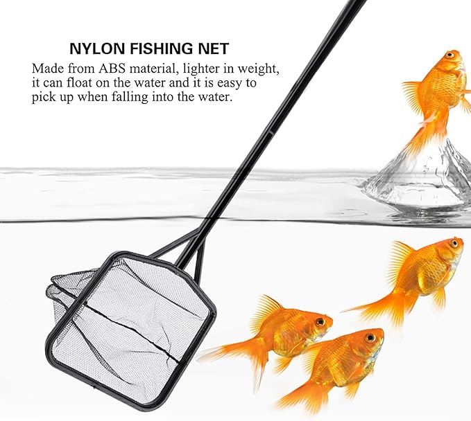 Fishing Net Lightweight Nylon Net and Anti-Slip Handle for Aquarium Fish (L)