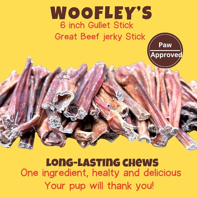 Woofley's - Esophagus Stick (1 Pound)- Gullet Sticks for Dogs - Safe Jerky Dog Chews -Easily Digestible Dog Jerky Bully Sticks