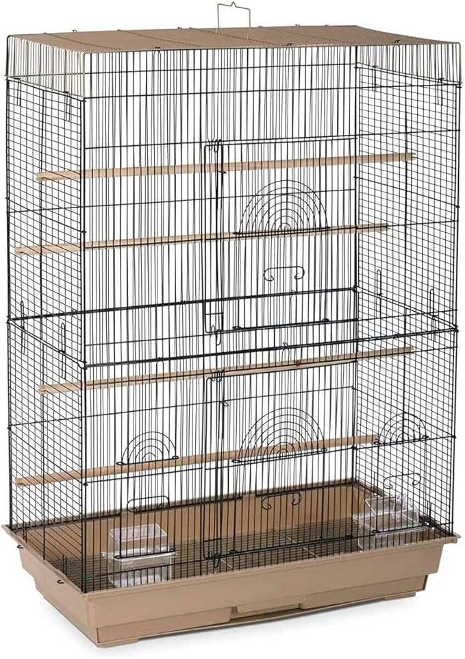 Prevue Pet Products Flight Cage for Multiple Small Birds, Steel Metal and Plastic Cage Home Crate Enclosure for Birds, Standing Birdcage, Brown/Black