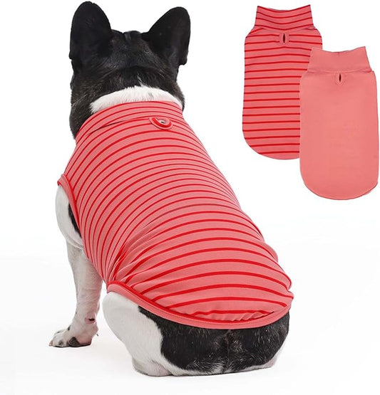 2 Pack Dog Sweaters for Small Medium Dogs, Stripe Winter Clothes Warm Pullover for Pets, Dog Jacket Coats Stretchy Sweatshirt Soft Fleece Vest for Pets, French Bulldog, Pink M