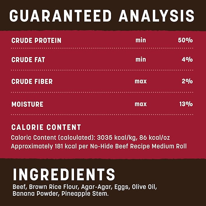 Earth Animal No Hide Medium Beef Flavored Natural Rawhide Free Dog Chews Long Lasting Chew Sticks | Treats for Large Dogs | Great for Aggressive Chewers - 6 Count