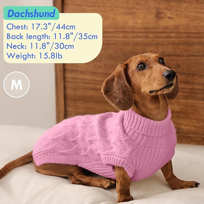 MIGOHI Dog Sweater, Turtleneck Winter Dog Pullover | Sweaters for Dachshund, Stretchy Soft Dogs Knitwear Cloth, Effective Cold Resistance Dogs Cloth, M, Pink