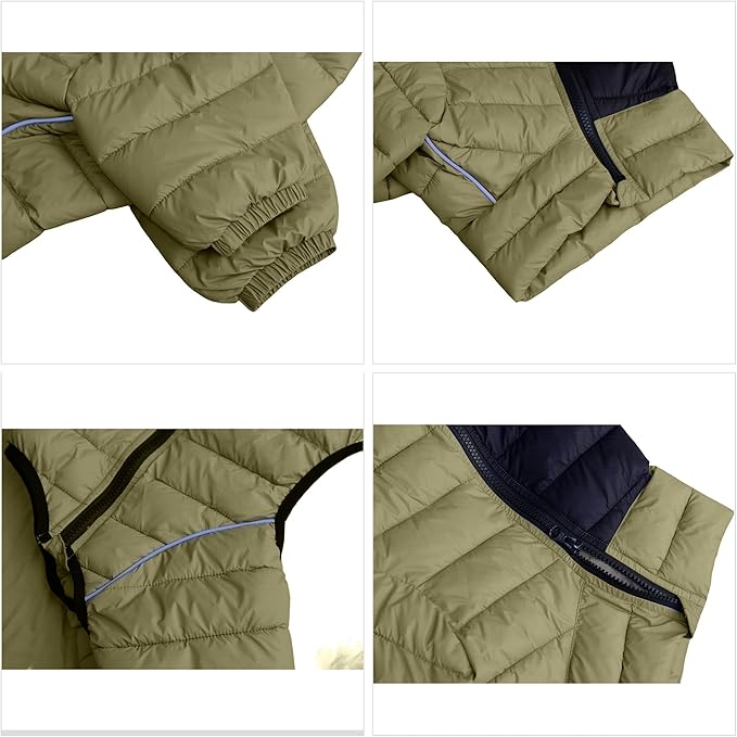 Olive Green Dog Jacket, 4 Legs Covered Waterproof Windproof Reflective Warm Vest, Zippered Adjustable Outdoor Snow Jacket for Small to Large Dogs XL