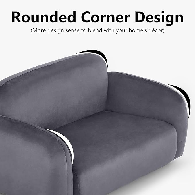 Lovupet Dog Couch with Rounded Corner Design and Anti-Slip Feet, Modern Pet Sofa for Small Medium Dogs, 5967 (Grey)
