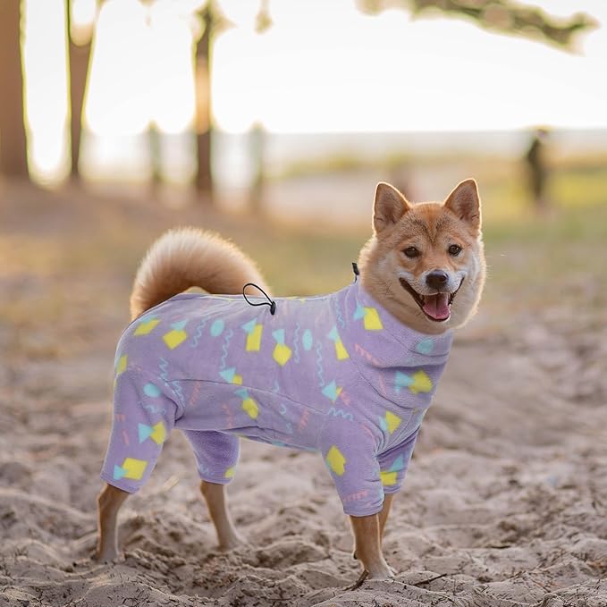 ROZKITCH Dog Winter Coat Soft Fleece Pullover Pajamas, Pet Windproof Warm Cold Weather Jacket Vest with Luminous Zipper, Jumpsuit Apparel Outfit Clothes for Small Medium Large Dog Geometry 2XL