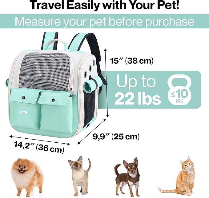 CMP – Pet Backpack Carrier for Small Dogs, Cats, Kittens, Rabbits – Airline Approved Travel Bag with Breathable Mesh and Padded Straps – Soft-Sided Cat Carrier Backpack for Hiking, Camping, Trips