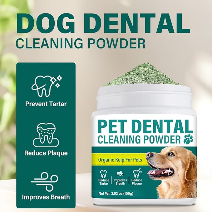 Dog Teeth Cleaning Powder, Dog Dental Powder for Bad Breath&Food Residue, Natural