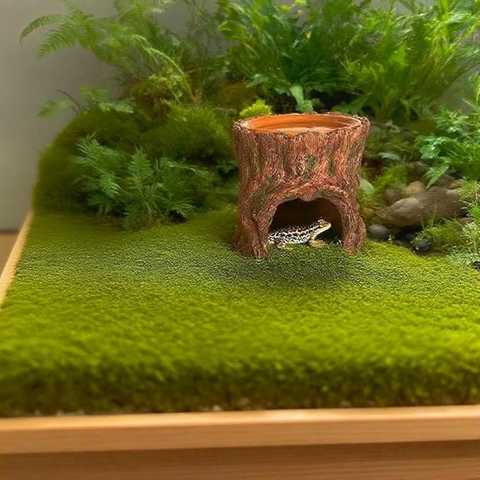 Reptile Hide - Resin Leopard Gecko Tank Accessories Toad House with Clay Water Basin Humidifying Help Shedding for Leopard Gecko