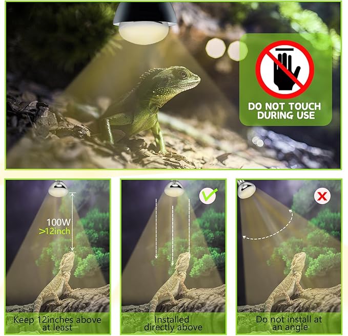 100W UVA UVB Vapor Reptile Heat Lamp, High Intensity Self-Ballasted UVB Basking Lamp Bulb,Full Spectrum Sun Light for Reptiles and Amphibians