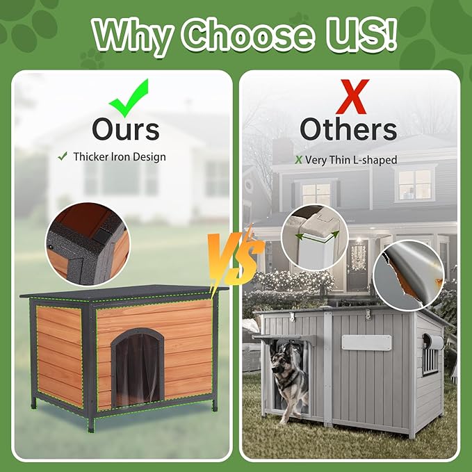 Outdoor Dog House Insulated with Openable Roof Floor for Effortless Cleaning Dog Kennel Weatherproof