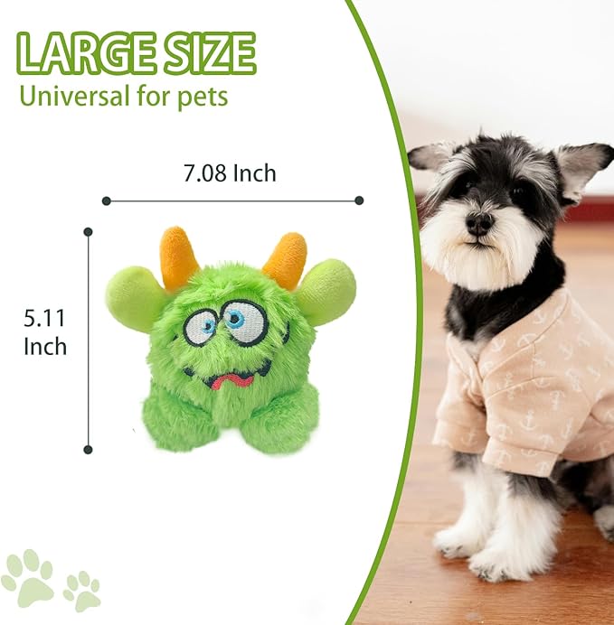 Squeaky Plush Dog Toy Ball, Dental Care, Skin-Friendly and Soft and Relieve Stress,Dog Training Interactive Pet Cute Plush Fashionable Toy Ball (Green,Large)
