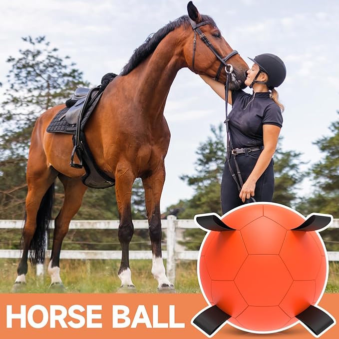 QDAN Herding Ball for Dogs, 25 inch Dog Balls with Straps, Giant Dog Toys Horse Toy, Dog Herding Ball for Australian Shepherd, Orange