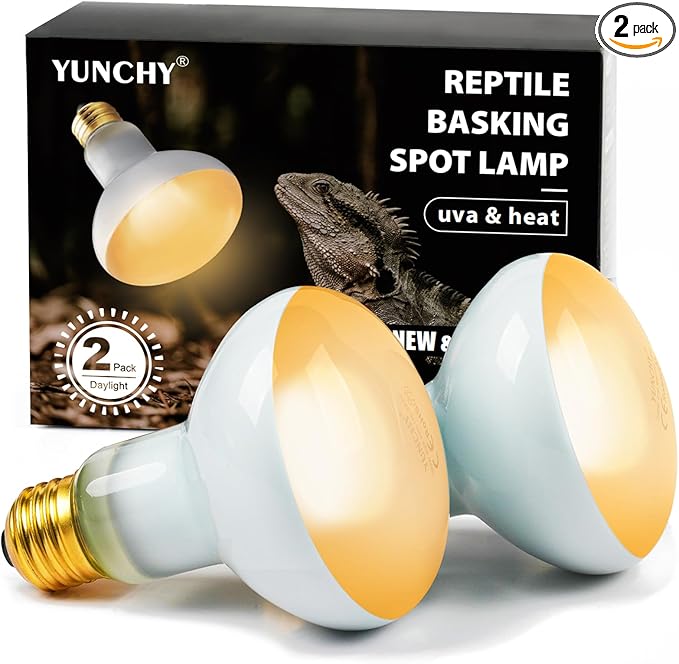 Reptile Heat Lamp, 100W Heat Lamp Bulbs for Reptiles 2 Pack, Amphibians Basking Heat Lamp Bulbs, UVA Daylight Basking Light for Reptiles, Bearded Dragon, Lizard, Turtle, Chicken