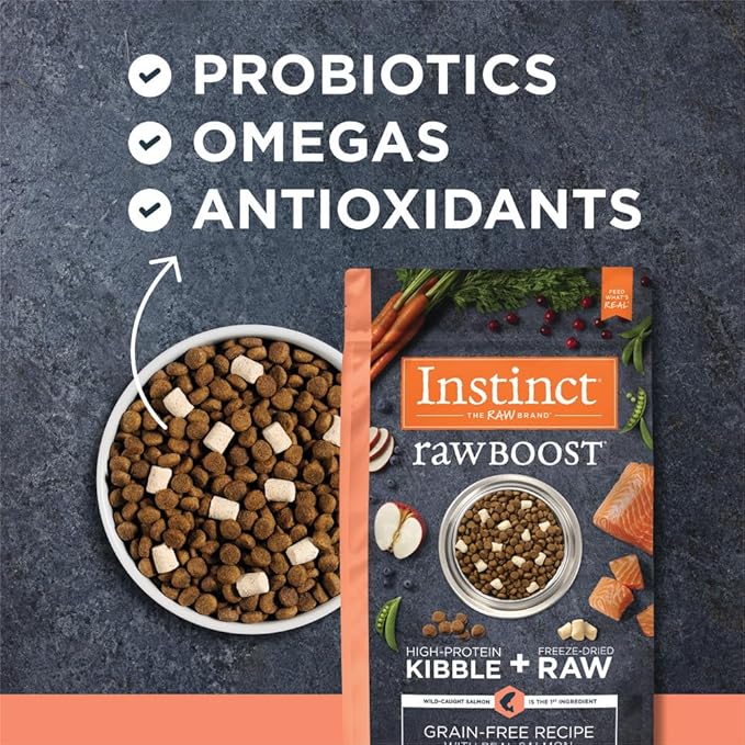 Instinct Raw Boost, Natural Dry Dog Food with Freeze Dried Pieces, High Protein, Grain Free Recipe - Real Salmon, 3.5 lb. Bag