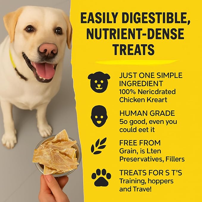 Ruff Town Dog Treats - Chicken Jerky for Dogs | Dehydrated Chicken Breast | Training Treats | Human Grade, High Protein, Single Ingredient | Grain-Free, Hypoallergenic | All Breeds, Made in USA, 4 oz