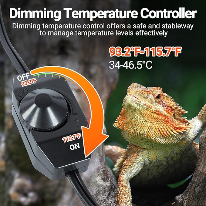 REPTI ZOO Reptile Heating Hammock, Reptile Hammock and Reptile Heating Pad with Dimming Temprature Controller 2-in-1 for Chameleon, Lizard, Gecko, Iguana
