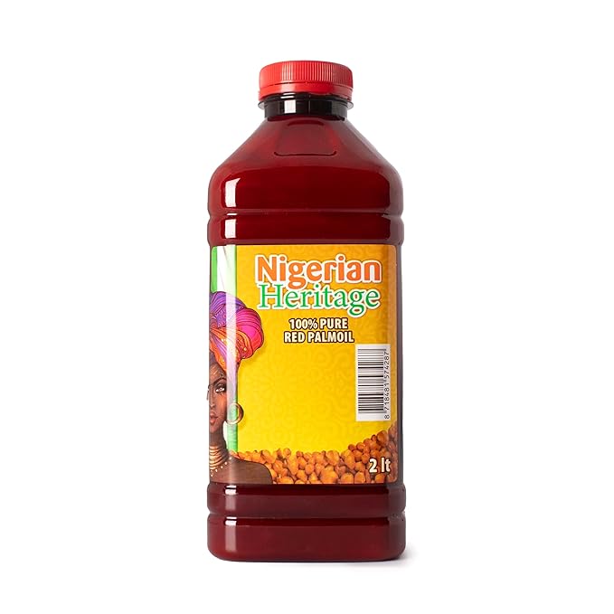 Nigerian Heritage 100% Red Palm Oil 67.63 Fl Oz – Pure Red Palm Oil for Cooking – Natural African Palm Fruit Oil, Authentic Pure Red Oil for Stews, Sauces, and More, 2 Liter Bottle