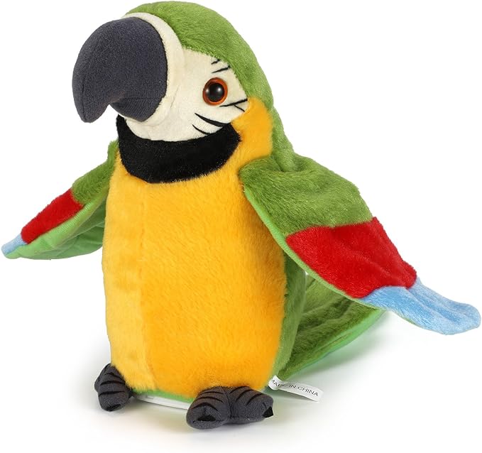 Talking Parrot - Repeats What You Say with Cute Voice - Electronic Pet Talking Plush Toy Parrot for Child Kids Gift Party Toys。