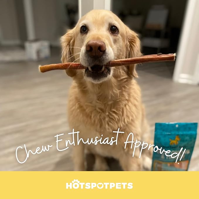 hotspot pets Bully Sticks for Dogs - All Natural Single Ingrediant Beef Bully Bones, Fully Digestible Rawhide Free 100% Bully SticksDog Chews (12 Inch, 6 Count)