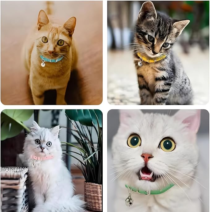 White Cat Collar with Bell, Soft Pu Leather Small Dog Collars Adjustable Buckle for XXS XS Extra Small Medium Tiny Female Male Boys Girls Pets Puppy Kitten Teacup Yorkie XX-Small