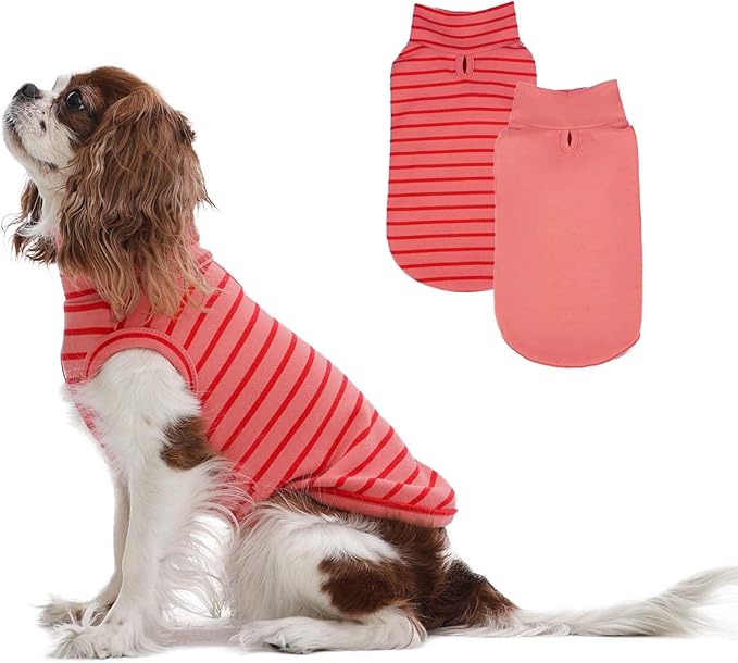 2 Pack Stripe Dog Sweaters for Small Dogs, Warm Stretchy Pets Coats Sweatshirt, Soft Dog Fleece Vest, Winter Clothes Pullover Pajamas for Pets Boys & Girls, Teacup, Chihuahua, Pink XS