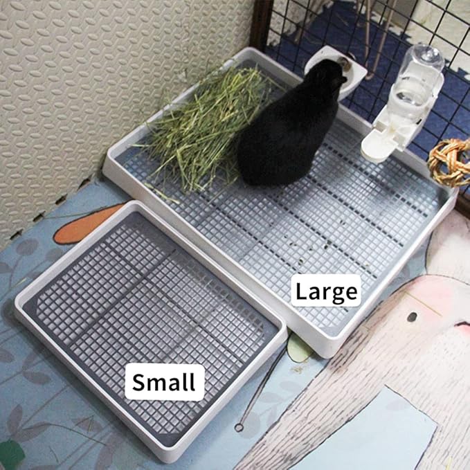 Oncpcare 15x12 Guinea Pig Litter Box with Grid, Small Animal Litter Tray for Cage, Bunny Restroom Pan Toilet Potty Training for Rabbit Ferret Chinchilla Rat