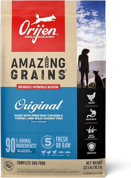 ORIJEN Amazing Grains High Protein Dry Dog Food Original Recipe 22.5lb Bag