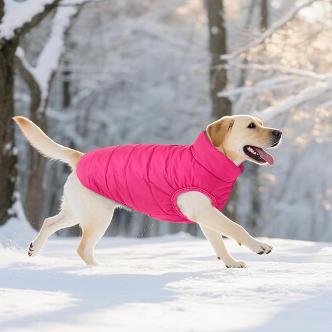 ASENKU Dog Winter Coat - Waterproof Windproof Dog Jacket, Warm Snowproof Doggie Puffer Vest for Cold Weather, Lightweight Snow Coats for Small Medium Large Dogs (Pink, 3XL)