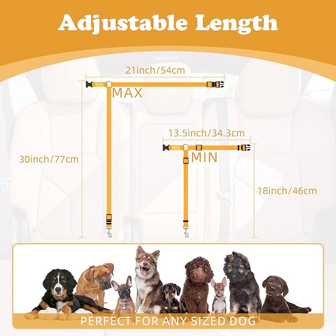 BWOGUE Pet Dog Cat Seat Belts, Car Headrest Restraint Adjustable Safety Leads Vehicle Seatbelt Harness (1 Pack)