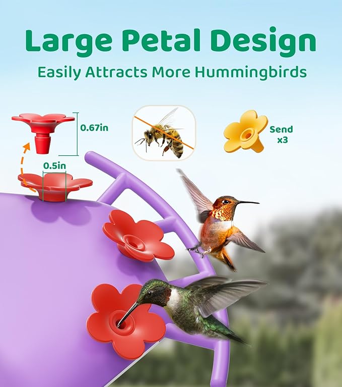 HIXX Smart Hummingbird Feeder with Camera Solar Powered, with Ant Moat & Bee Proof AI Bird Recognition, Easy Clean & Refill, with Coolfly Birdwatching APP, Ideal Gifts for Hummingbird Lover (Purple)