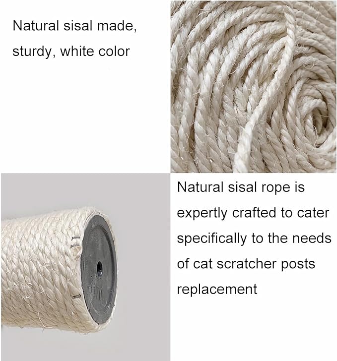 4 PCS M8 Cat Scratching Post Replacement,15.7Inch Sisal Pole Cat Tree Replacement Post with Screws,DIY Scratcher Scratching Post Replacement, Pad, Crafts Gardening Hammock Home Decorating