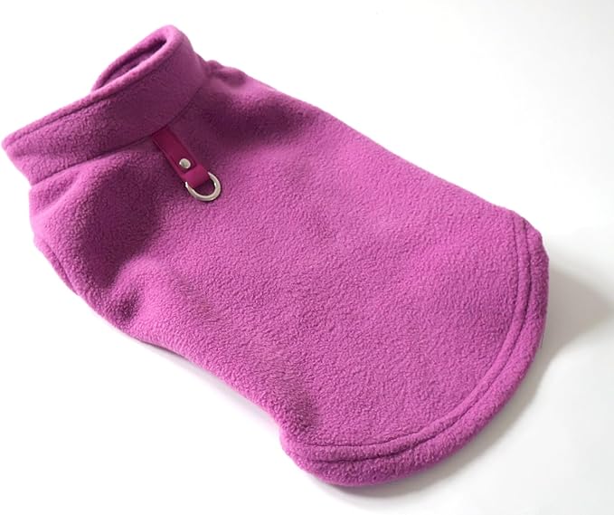 JACKO & CO - Fleece Vest Sweater with Leash Ring - Soft Lightweight Breathable for Puppies Small Medium Dogs, Kitten, Cats, Chihuahua - Warm for Fall/Autumn/Winter (Purple, Medium 6-10lbs)