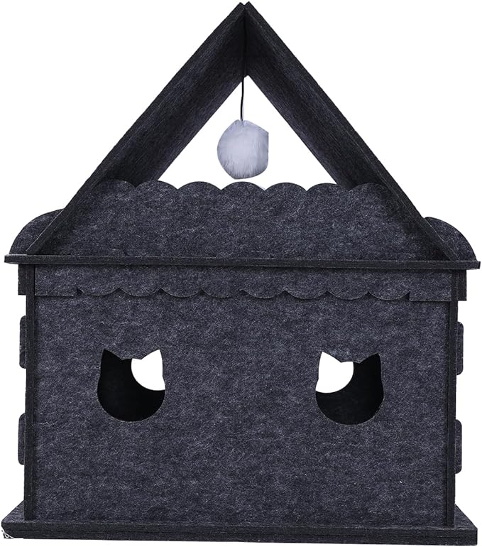 2-Tier Indoor Cat Apartment,Cozy Pet Cat Bed, Hideaway, and Sturdy Cat Castle for Multiple and Large Cats