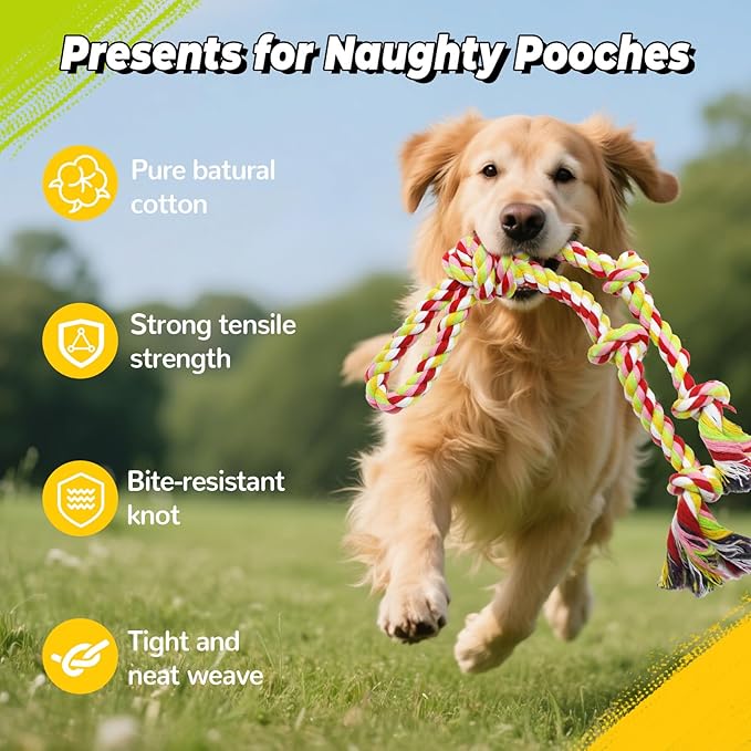 YALAVA 2 Pack Dog Rope Toys for Aggressive Chewers, 20 Inch Heavy Duty Chew Toys for Teeth Cleaning, Cotton Rope Dog Tug Toy for Medium to Large Breed