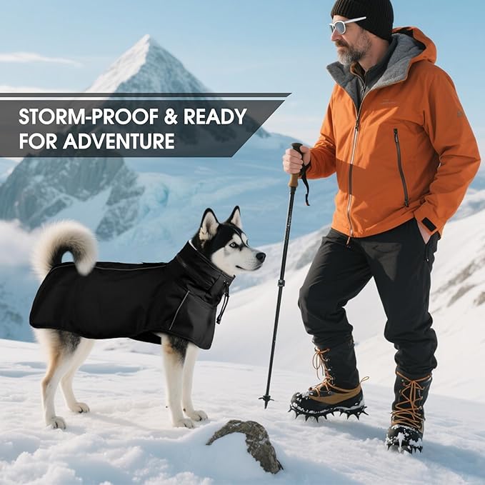 Dog Raincoat For Medium Dogs, Waterproof Adjustable Dog Rain Jacket With Hood, Leash Hole, Lightweight Reflective Poncho for Rain, Snow, Windy Weather & Outdoor Walks, Camping, Hiking - Black M