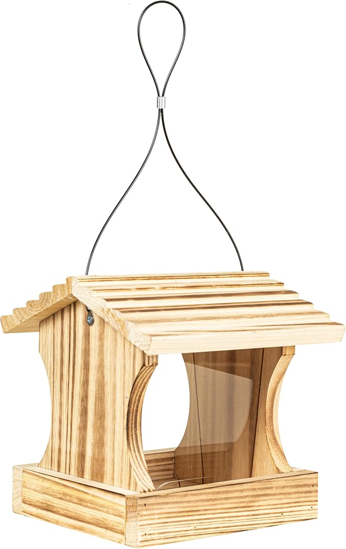 BalterFF Bird Feeders for Outdoors,Wooden Unique Seed Sunflower Food Feeder Blue Cardinal Finch Backyard Platform Balcony Gazebo Tree Fence Wall Mount Effortless Holder Automatic Buddy Gift 4